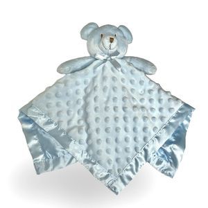 Baby Teddy Bear Lovey Blue Minky Dot Raised Bumps Soft Plushy Security Blanket